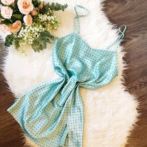 VINTAGE SATIN POLKA DOT SLIP DRESS